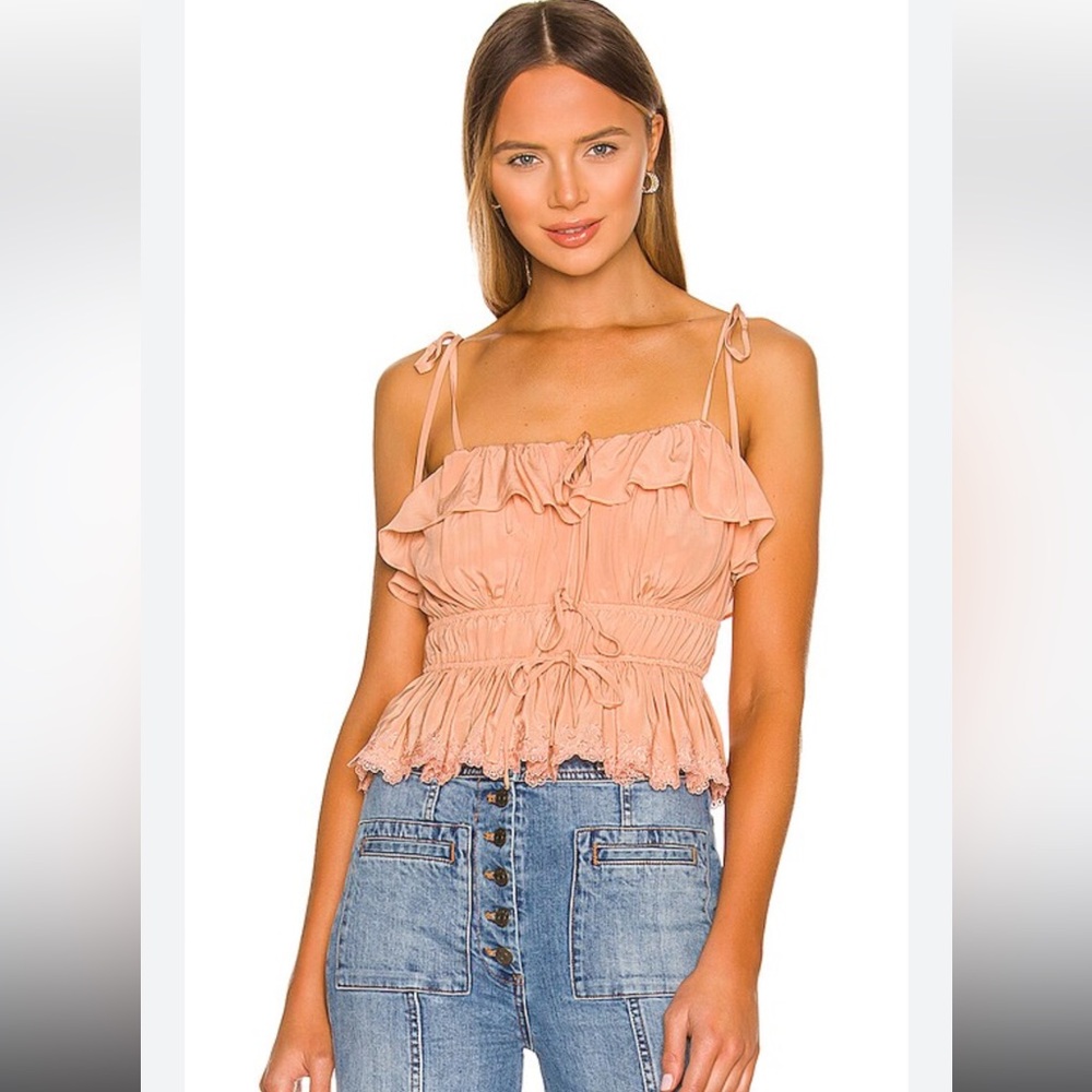 Ulla Johnson Blush Ruffle Tie-Strap Blouse